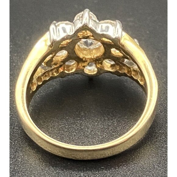 ROMAN Ring Yellow Gold Plated Women's Sz 9 CZ Flower Cluster Tests 10k Plated - Picture 4 of 10